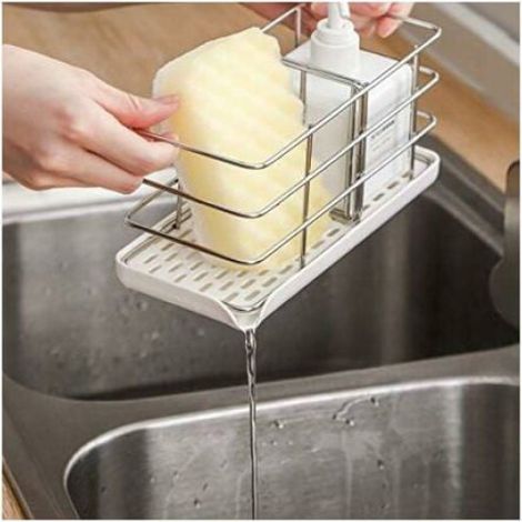 Porte-Eponge - Porte-Savon Reglable - Organisateur Evier Acier Inoxydable 304 - Plateau Egouttoir - 1 Piece (1/4)