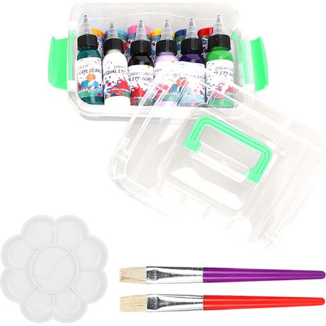 12Pcs Acrylique YS102 30ml Pigment Type B 2 Pinceaux Palette Boîte Plastique Portable (1/5)