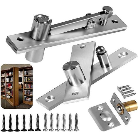 Charnière de porte pivotante avec système de fixation pour but, compatible avec les portes en bois massif jusqu'à 90 kg, couleur argent. (1/5)