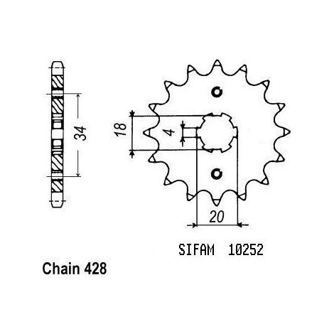 Pignon Xlr 125 1983-1991 - 428 - 17 Dents - Similaire JTF259