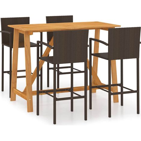 Set Bar da Giardino 5 pz  Salotto da Giardino Marrone (1/5)