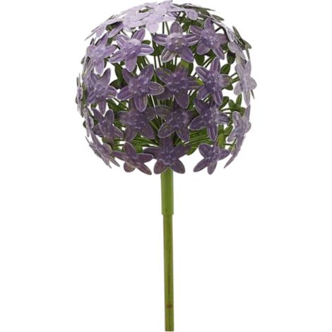 Estaca de jardín ornamental de metal con forma de ajo morado. (1/5)