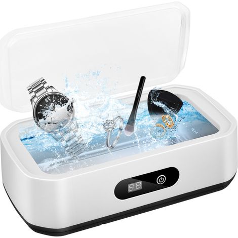 Nettoyeur à ultrasons, nettoyage haute fréquence 49 000 Hz, grande capacité de 650 ml (5 modes), idéal pour lunettes, bagues, pièces de monnaie, bijoux en argent, prothèses dentaires, etc.