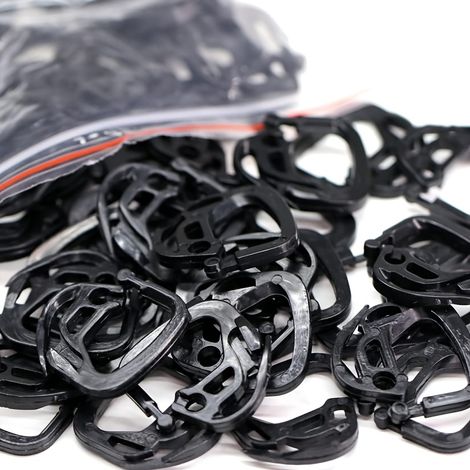 Set de 50 pinces en plastique noir robustes pour fixer des filets d'ombrage dans les serres, l'agriculture, les toitures extérieures, les rideaux, les terrasses, les balcons et les auvents, facile à u (1/4)