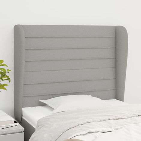 Tête de lit avec oreilles Style Classique Armoire de lit - Gris clair 83x23x118/128 cm Tissu BV440154 - BonneVie (1/5)
