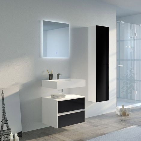 Meuble de salle de bain VISENZA 600 Noir (1/5)