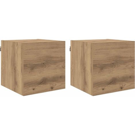 Conjunto de 4 muebles de TV modernos con 4 puertas funcionales 30,5 x 30 x 30 cm fabricados en madera de roble industrial hechos a mano 020058395
