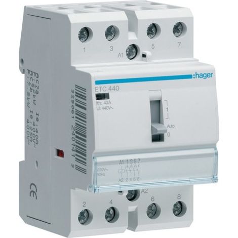 Contacteur Jour-Nuit 40A Tétrapolaire 230V HAGER ETC440