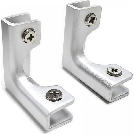 2 Équerres 90° 53x53x22mm Verre 8mm Argent M (1/5)