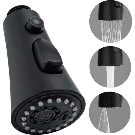 3 Modes Douchette Robinet Cuisine, Extractible Douchette Evier Cuisine G1/2 Tête Robinet Cuisine Douchette Remplacement Pour Salle De Bain Lavabo Chromé Noir (1/5)