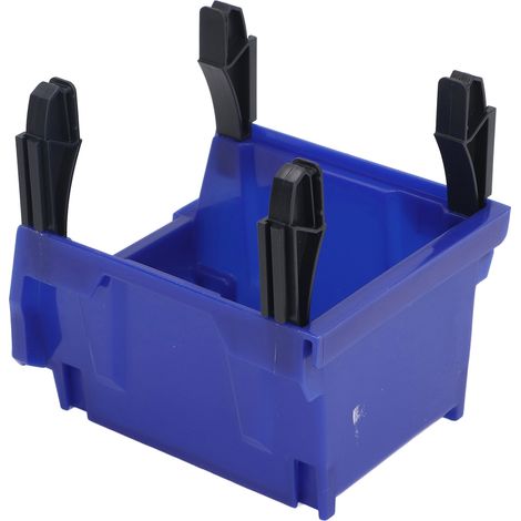 Support mural rangement empilable pour outils, bacs à vis, organiseur de quincaillerie, type combiné à bouche inclinée renforcée, bleu (1/5)