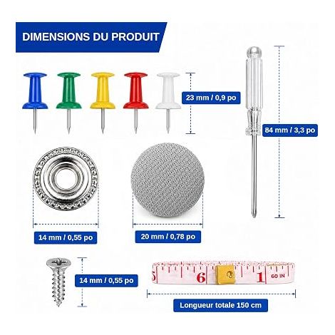 Kit Réparation Ciel Toit Gris Fixation Plafond Voiture Affaissé Boutons Universels Tissu Anti-Rouille avec Tournevis Épingles Positionnement (1/4)