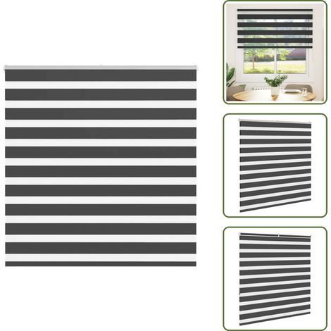 Zebrarollo Schwarz 150x150 cm Stoffbreite 145,9 cm Polyester - Zebra-Jalousie - Zebra-Jalousien - Zebra-Rollo - Doppelrollo (1/5)