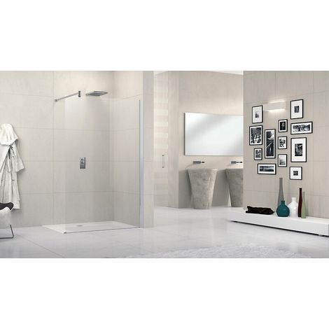 Paroi Novellini Lunes H 195 cm fixe, 87 à 88,5cm, vitrage transparent