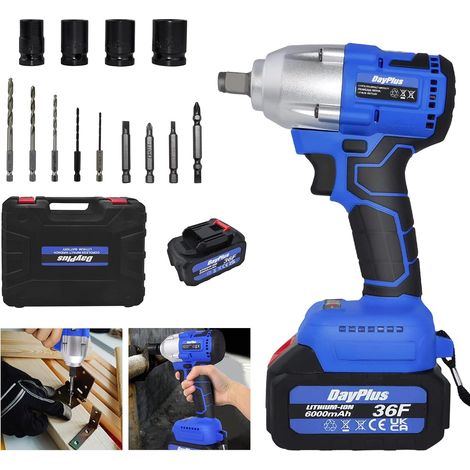 Clé à chocs sans fil 18 V 1/2", 420 Nm - Visseuse à chocs sans balais - 2 vitesses variables - Lumière de travail LED intégrée - 4 douilles et étui de transport - 1 batterie (6,0 Ah) (1/5)