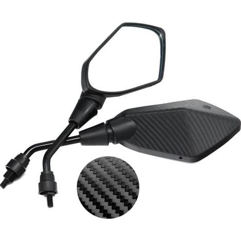 Mota Mirrors Fibre Of Carbon Universal Lateral For Motorcycle Quad Scooter Plastic Rod Threaded M10 Mirror Black Aluminum (1/4)