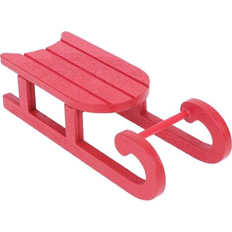 Décoration de Noël en bois, traîneau, compatible avec la maison et le bureau, lot de 2, rouge (1/5)