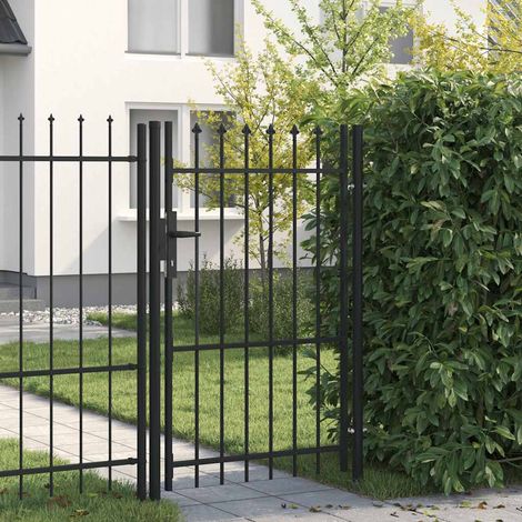 Teenpull – Zauntor BOXTEL Einzeltür mit Dornenaufsatz Stahl 1 x 1,5 m Schwarz (1/5)