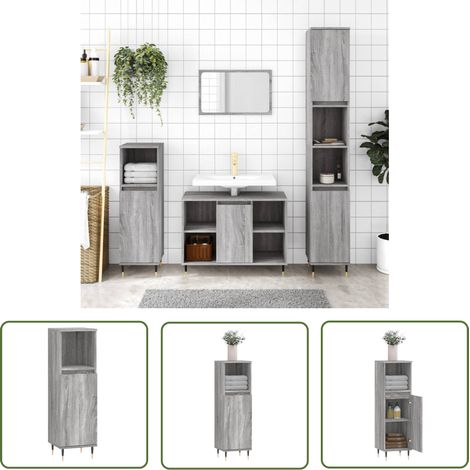 Maison Exclusive Badschrank Grau Sonoma 30x30x100 cm
