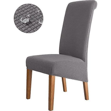 Lot de 4 housses de chaise lavables et amovibles pour cuisine, hôtel, restaurant (gris fumé) (1/5)