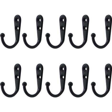 Wandhaken mit Schrauben, 10er-Pack, schwarz