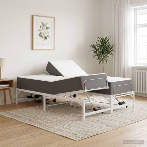 Sommier Électrique Réglable en Acier, 120 x 190 cm, Blanc (1/5)