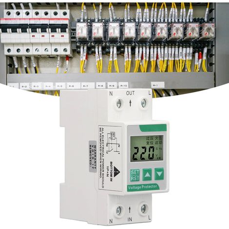 Einphasiger AC230V Über-/Unterspannungsschutz mit automatischer Rückstellung auf DIN-Schiene 63A, Schutz für den Hausgebrauch gegen Über-/Unterspannung mit automatischer verzögerter Rückstellung. (1/5)