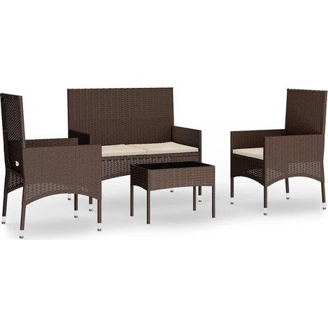 Maison Exclusive - Set Mobili da Giardino 4 pz con Cuscini in Polyrattan Marrone