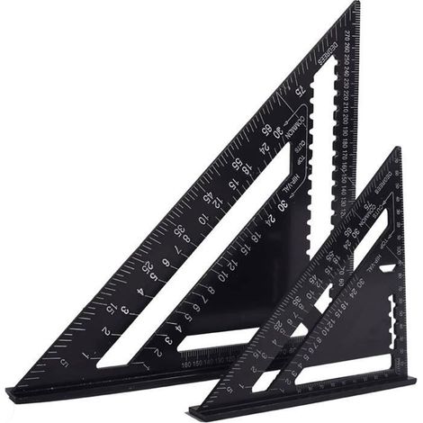 Equerre Menuisier Multifonctions 18cm et 30cm, Triangle Métal Aluminium Règle Équerre Trusquin Guide Raporteur Angle 45 90 Degres (1/5)