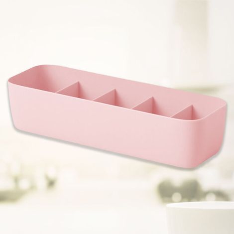 Stapelbare Aufbewahrungsbox für Socken und Unterwäsche, Kunststoff-Organizer fürs Schlafzimmer (5 rosa Fächer)
