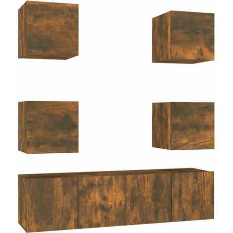 Maison Exclusive - Set di Mobili Porta TV 6 pz Rovere Fumo in Legno Multistrato (1/5)