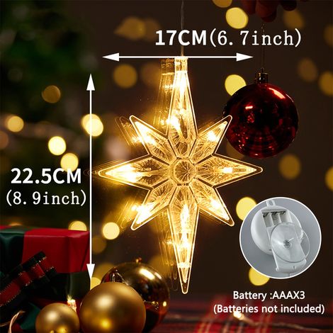 2 guirlandes lumineuses à ventouses avec projecteur d'étoiles - à piles - à suspendre au plafond/au mur/à la fenêtre avec une lumière blanche chaude, en plastique (1/5)