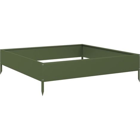 Maison Exclusive - Hochbeet Olivgrün 100x100x26 cm Stahl