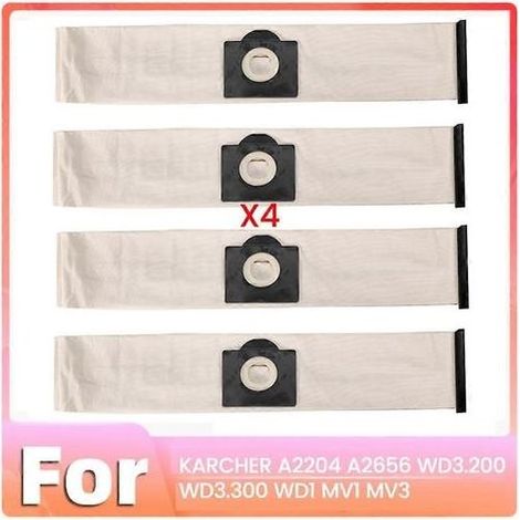 Lot de 4 sacs à poussière pour aspirateurs KÄRCHER A2004, A2204, A2054, A2656, WD2 et WD3. (1/5)