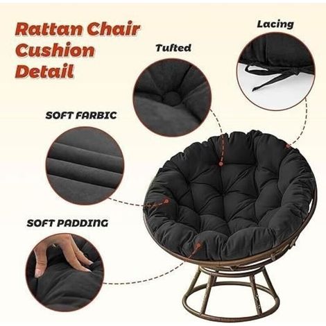 Rond Épaissir Coussin, Coussin de Balançoire pour Chaise Suspendue, Coussin Fauteuil Rotin Coussin Fauteuil Suspendu,40x40cm (1/3)