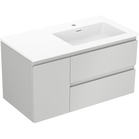 Mexen Orio armario de baño 90 cm con lavabo Otis derecho, 2S, 1D, gris mate/blanco mate - 91A13-09047-3-BBFFF62-W18P01 (1/5)