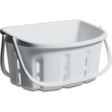 Cestino portaoggetti - In plastica, portatile, con maniglia e foro di drenaggio, per articoli da toeletta e alimenti (1/2)