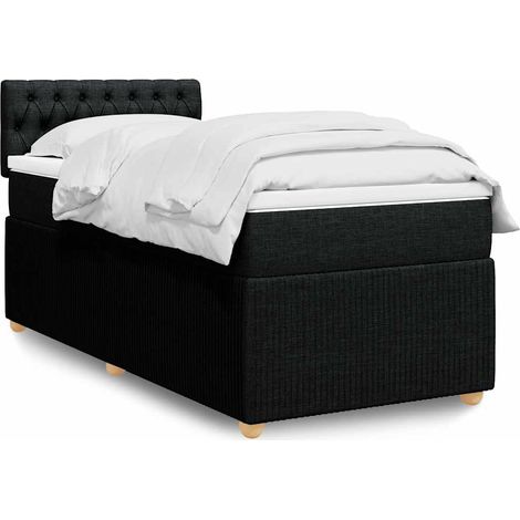 Boxspringbett mit Matratze Schwarz 100x200 cm Stoff