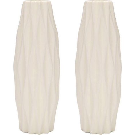 2x Vase à fleurs Décoration d'intérieur Vase en plastique blanc imitation céramique Panier à fleurs style nordique (1/5)