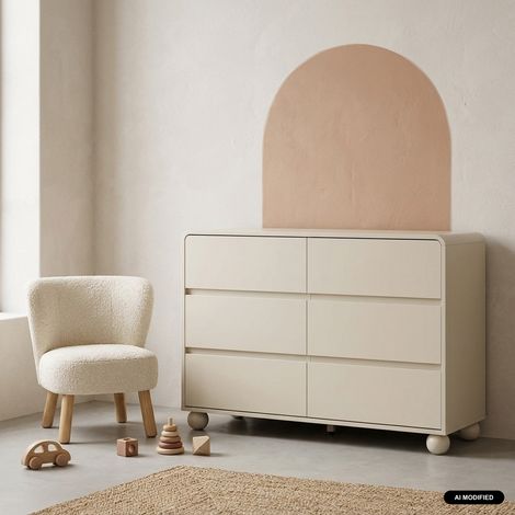 sweeek - Commode enfant décor bois laqué 6 tiroirs beige - Noushka