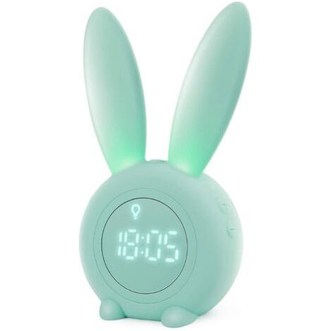 Pair - Réveil à capteur de lapin mignon, lumière respiratoire à réglage automatique intelligent, affichage de l'heure/date/température, contrôle du son ou vibration (1/5)