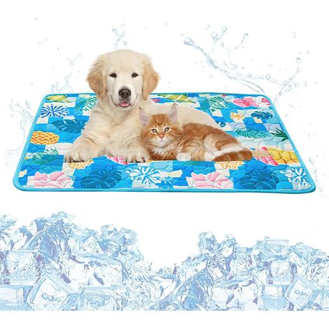 Tapis Rafraichissant Chien Chat, Été Tapis Refroidissant pour Chien, Souple Confortabl Tapis Fraicheur Chien, Cooling Mat Dog, Coussin Rafraichissant pour Animaux Domestiques,60  50CM, Bleu (1/5)