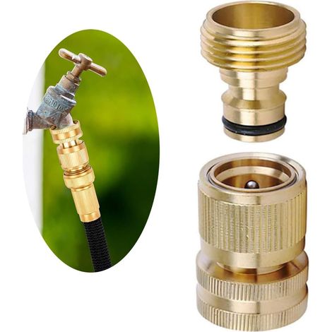 Brass Garden Hose Quick Connector Hose Connector Quick Hose Connector Hose Nozzle Connector Kit for Kitchen Garden Outdoor Hose Pipe Tool (1/5)