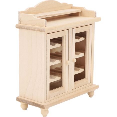 Casier à vin miniature pour maison de poupée (échelle 1:12), meuble en bois pour cuisine. (1/5)