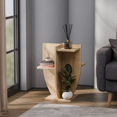 Ceki Porte-Plantes Design Modern et Unique Table d'appoint (Chêne)