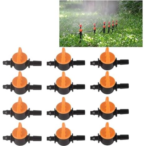 Lot de 50 vannes d'irrigation goutte à goutte, vannes d'arrêt pour tuyau d'arrosage, raccords de tuyau d'arrosage 4/7 mm de diamètre extérieur, vannes de commutation pour irrigation goutte à goutte de (1/5)