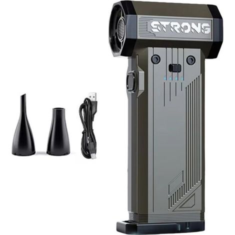 Geeignet für Turbogebläse, 130.000 U/min, bürstenloser Motor, 8.000 mAh, leistungsstarker Autolüfter, grau.