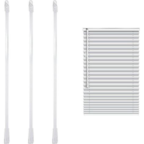 Lot de 3 tringles de store vénitien avec 3 crochets et poignées, accessoires d'entretien pour stores verticaux, ouvre-stores, convient pour stores et rideaux
