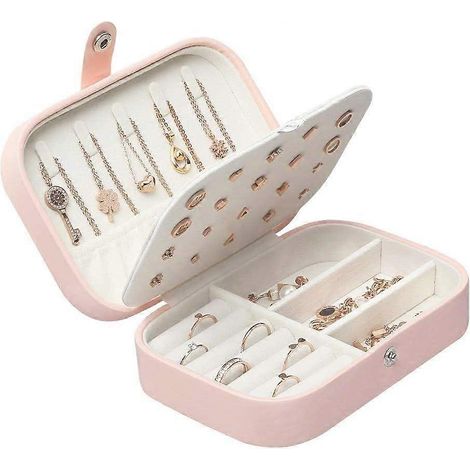 Boîte à bijoux de voyage pour femmes et enfants, idéale pour ranger bagues, boucles d'oreilles, colliers et bracelets. (1/5)