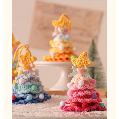 Décorations de Noël - Cloches de sapin crochetées - Petites décorations de Noël - Décorations de voiture - Style E (1/4)